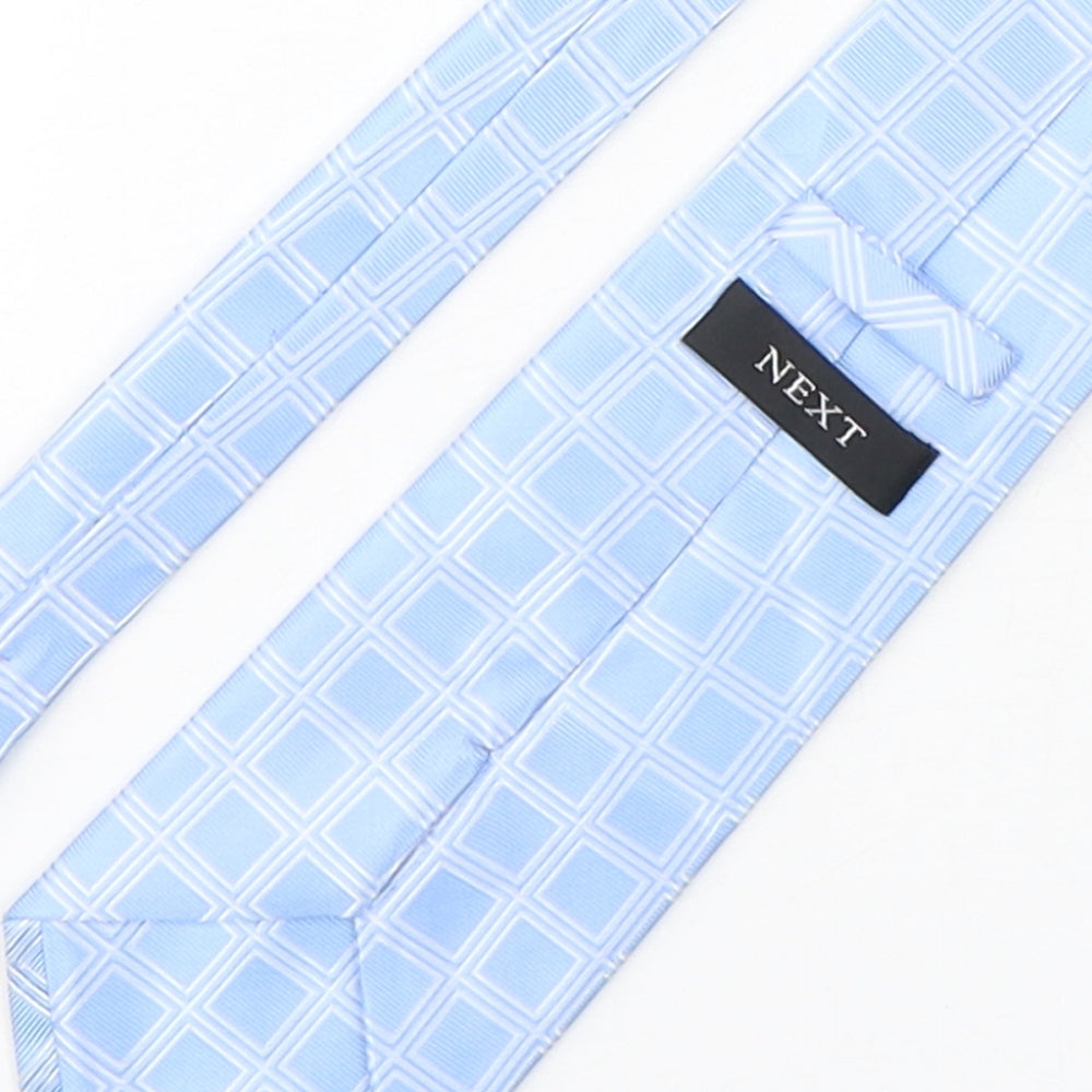 NEXT Mens Blue Plaids & Checks Polyester Pointed Tie One Size