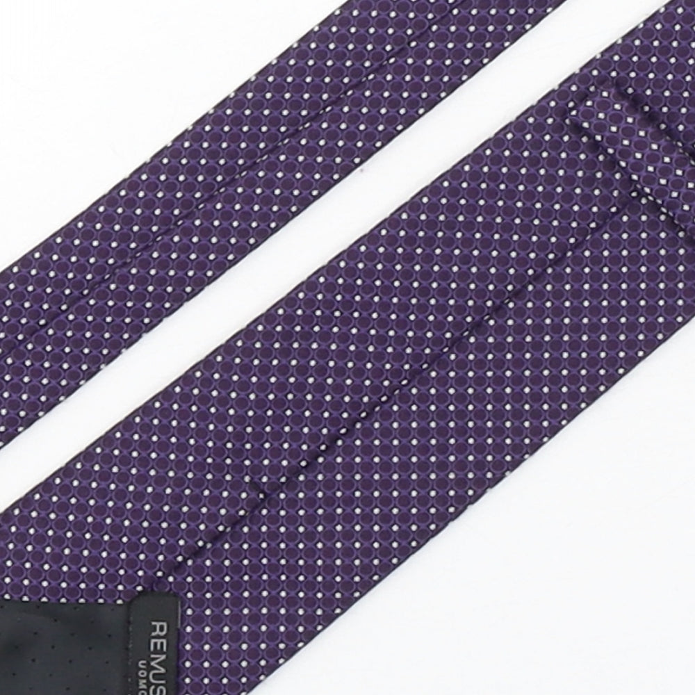 Remus Mens Purple Polka Dot Polyester Pointed Tie One Size