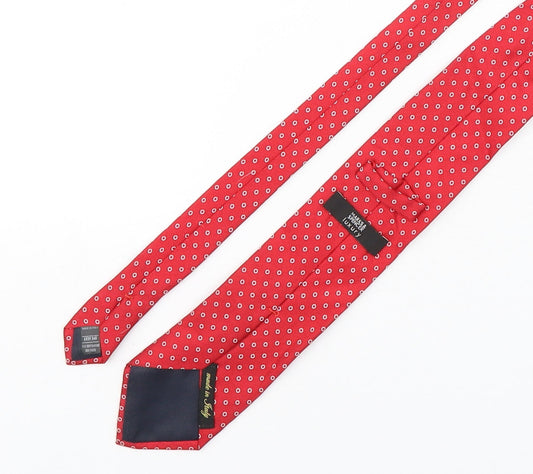 Marks and Spencer Mens Red Polka Dot Silk Pointed Tie One Size