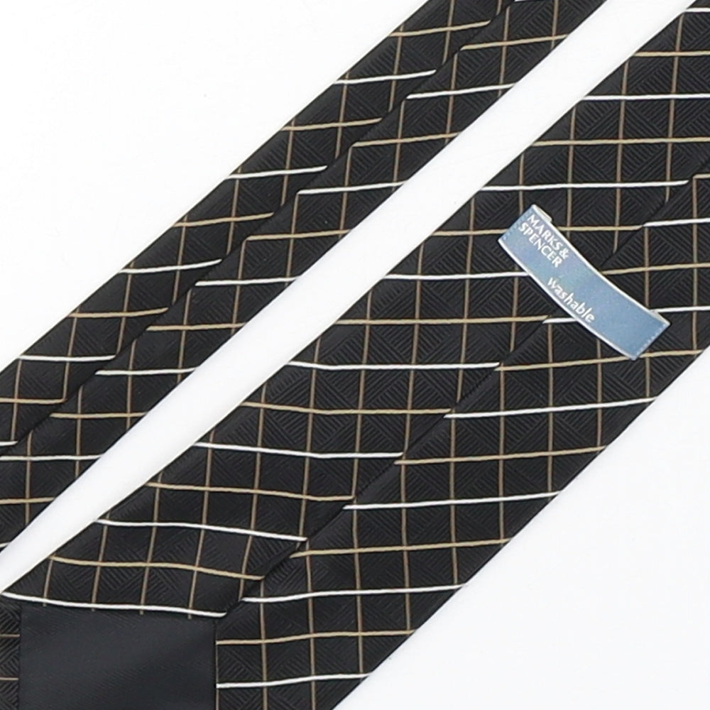 Marks and Spencer Mens Multicoloured Plaids & Checks Polyester Pointed Tie One Size