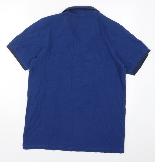 Originals Wardrobe Essentials Mens Blue Cotton Polo Size M Collared Pullover