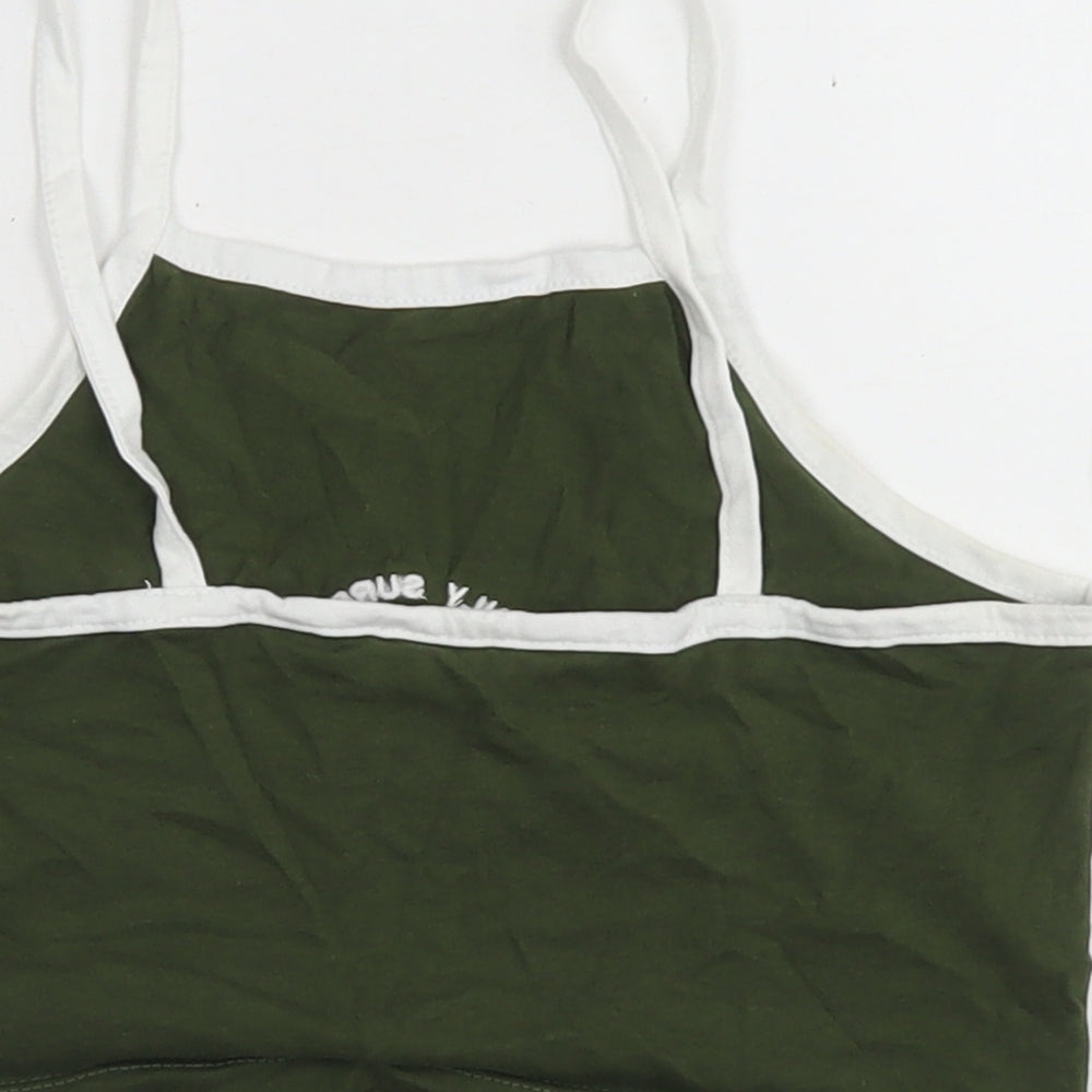 Matalan Girls Green Cotton Cropped Tank Size 10 Years Square Neck - Malibu Surf Club