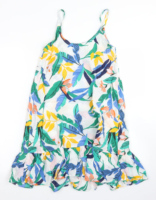 Back view of F&F women’s white floral cotton tank dress, size UK 10, round neck