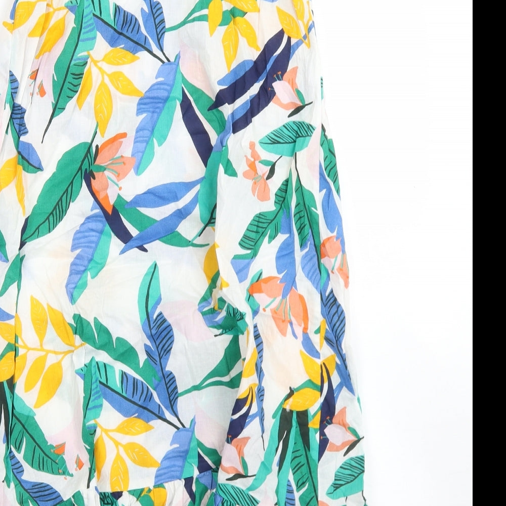 F&F Womens White Floral Cotton Tank Dress Size 10 Round Neck