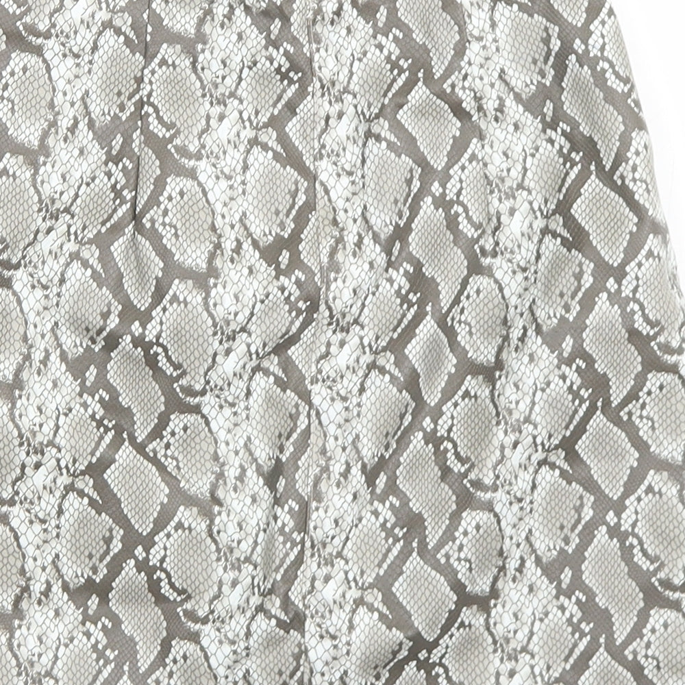 Divided Womens Grey Animal Print Polyester A-Line Skirt Size 4 Zip