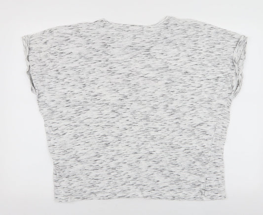 Papaya Womens White Striped Cotton Jersey T-Shirt Size L Round Neck - Good Times