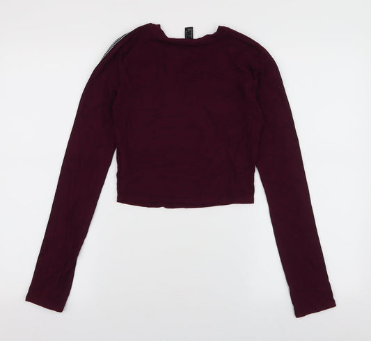 FOREVER 21 Womens Purple Cropped T-Shirt Size S Round Neck