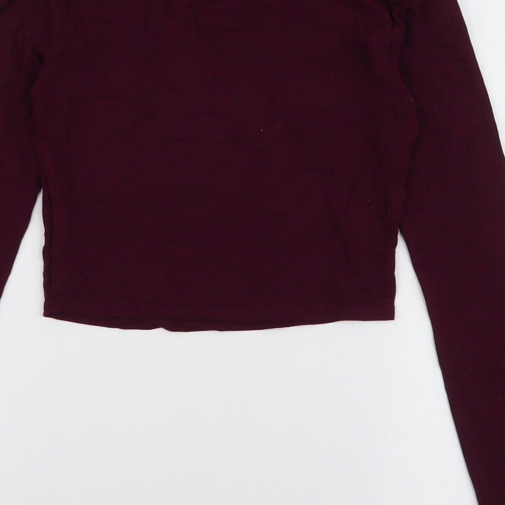 FOREVER 21 Womens Purple Cropped T-Shirt Size S Round Neck