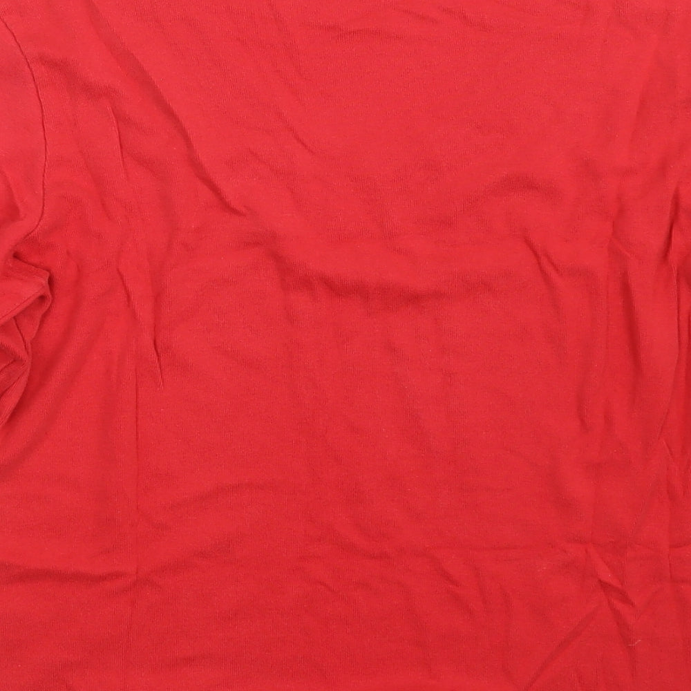Brand and care label for Bonmarché women’s red 100% cotton pullover sweatshirt, size M
