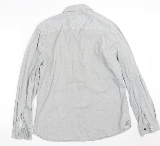 Mens UK Size L Peacocks White Button-Up Long Sleeve Casual Shirt