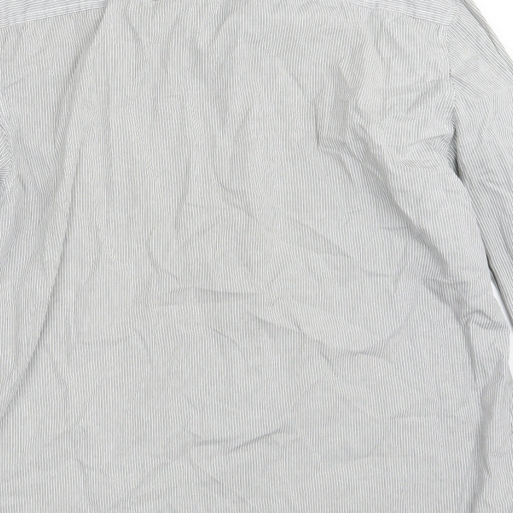 Mens UK Size L Peacocks White Button-Up Long Sleeve Casual Shirt