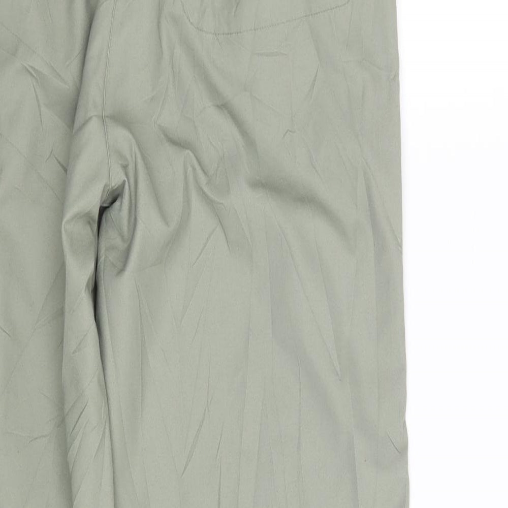 Brand and care label for Hawkshead women’s green polyester trousers, size UK 12, 31-inch leg regular zip
