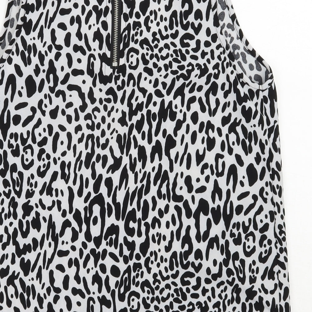 Glamorous Womens Black Animal Print Polyester Basic Tank Size 12 Scoop Neck