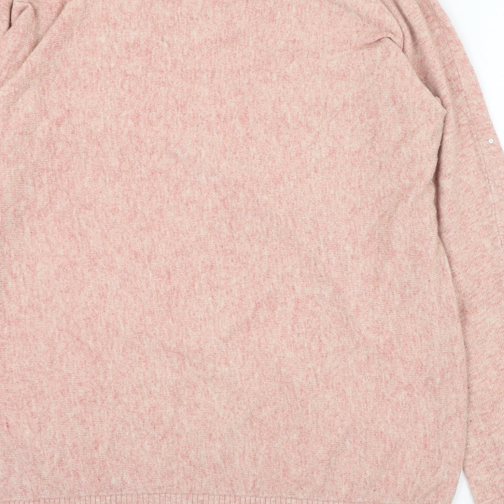 Brand and care label for George women’s pink round neck nylon jumper, size UK 10