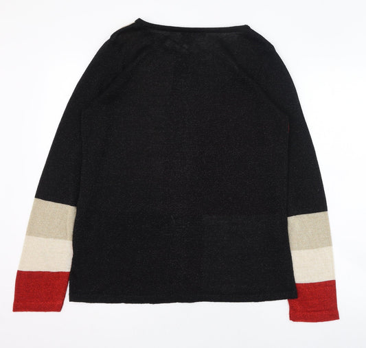 George Womens Black Round Neck Acrylic Pullover Jumper Size 12