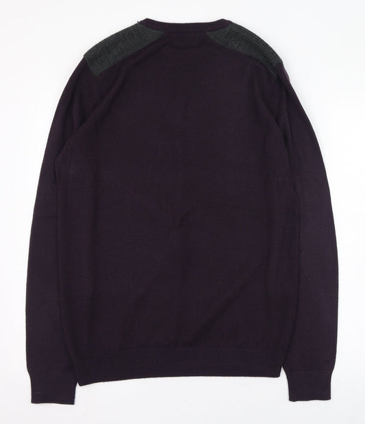 New Look Mens Purple Round Neck Polyester Pullover Jumper Size M