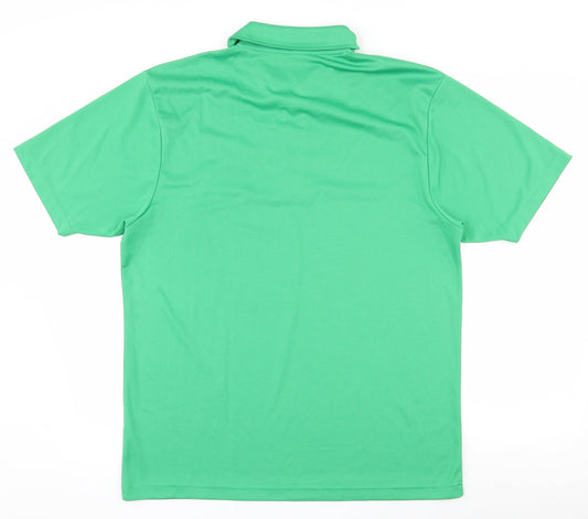 Awdis Mens Green 100% Polyester Polo Size L Collared Pullover