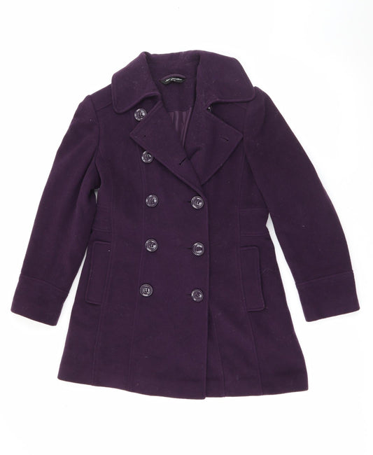 BHS Womens Purple Overcoat Coat Size 10 Button