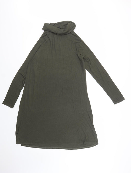 River Island Womens Green Viscose A-Line Size 16 Roll Neck Pullover