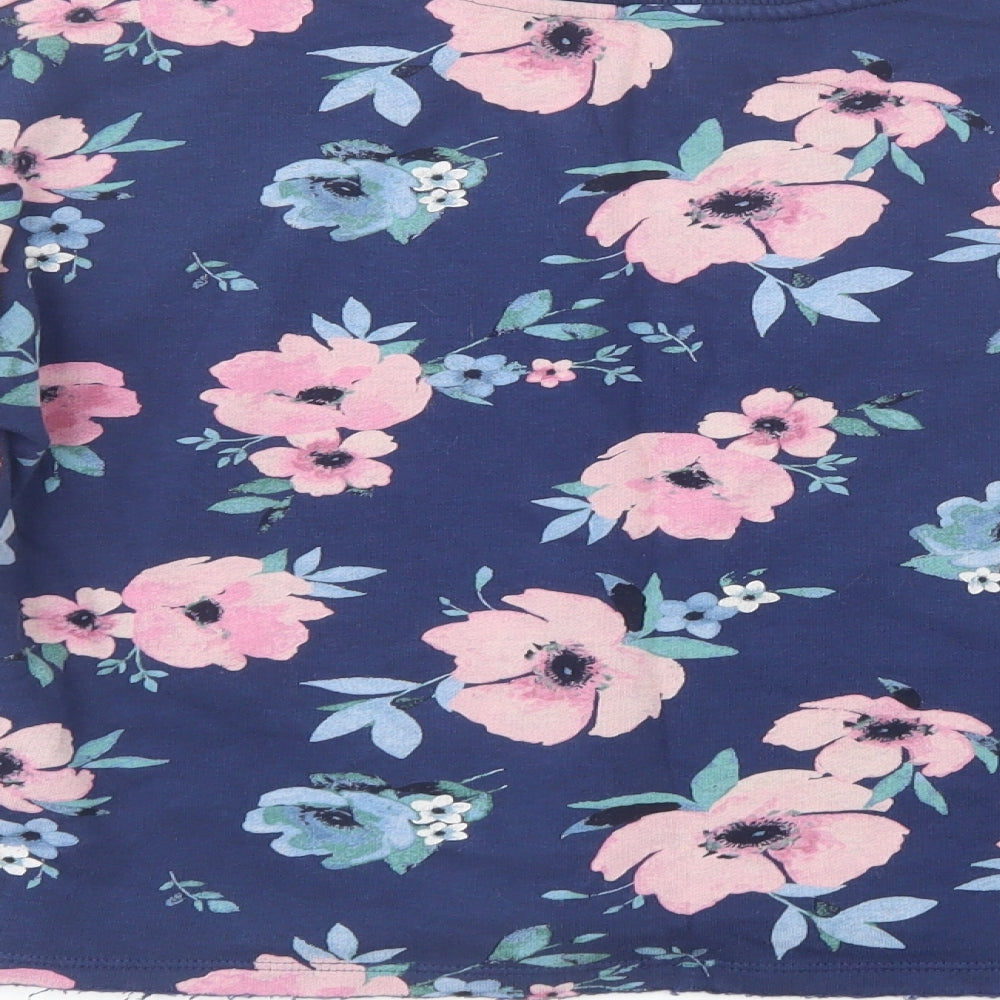 H&M Girls Blue Floral Cotton Pullover Sweatshirt Size 12-13 Years Pullover - We Are The Future