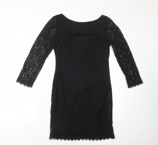Atmosphere Womens Black Cotton Pencil Dress Size 8 Boat Neck Pullover