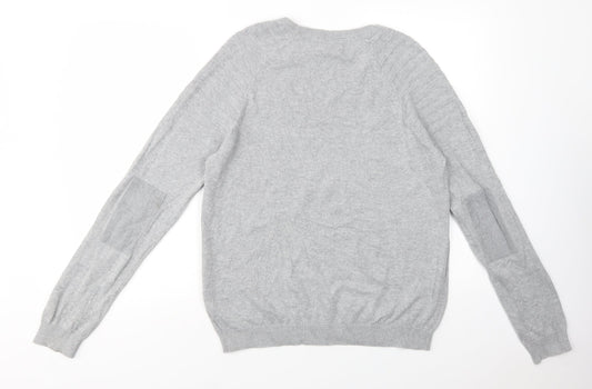 River Island Mens Grey Crew Neck Cotton Pullover Jumper Size M