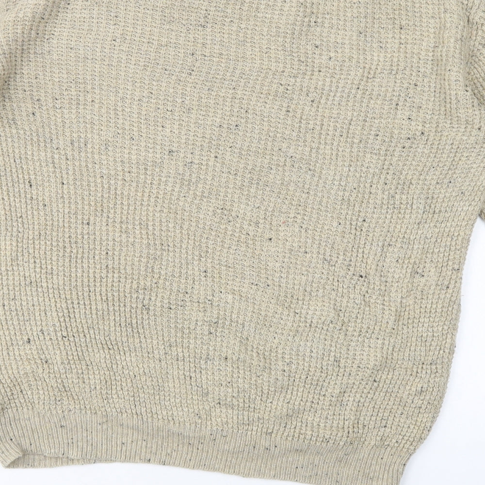 Cedarwood State Mens Beige Crew Neck Acrylic Pullover Jumper Size S