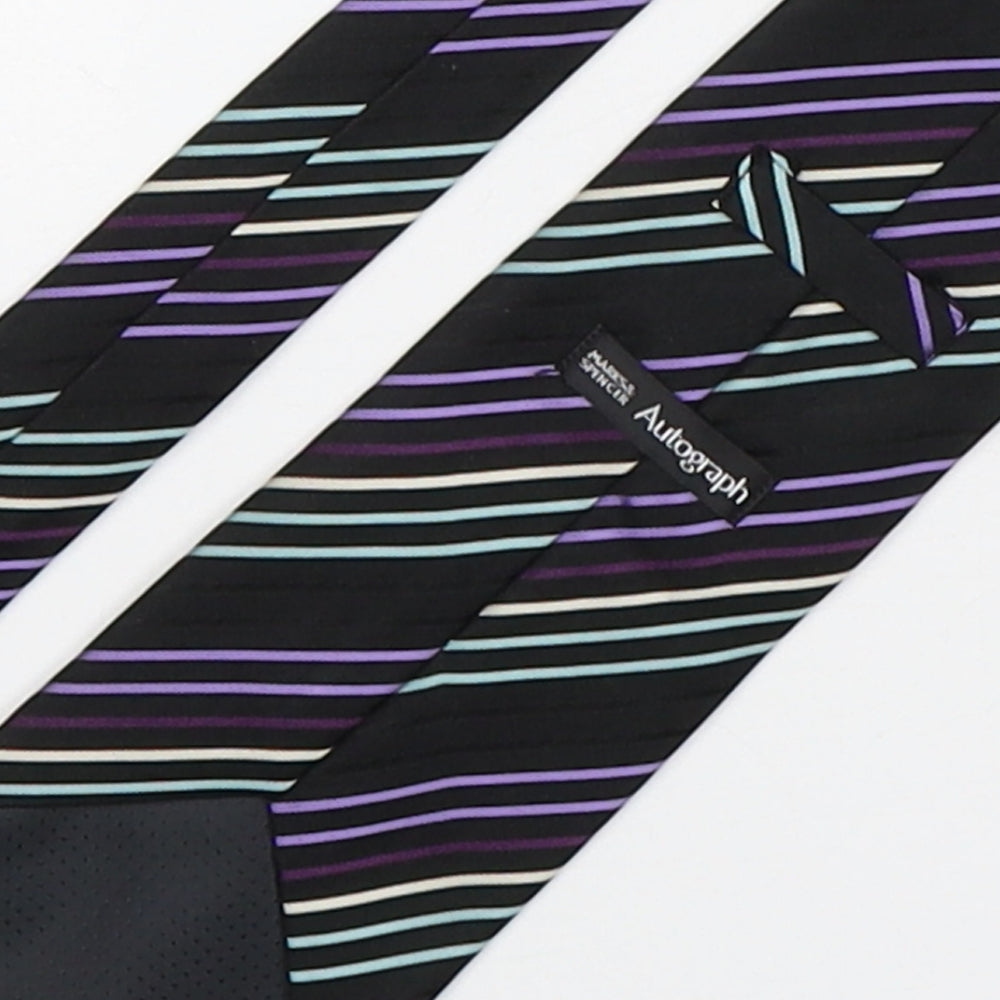 Autograph Mens Multicoloured Striped Silk Pointed Tie One Size