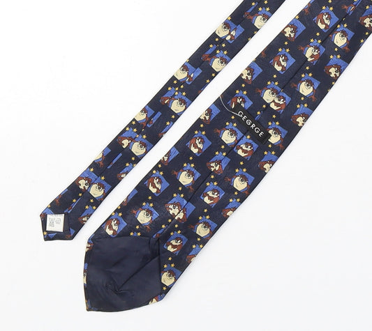 George Mens Multicoloured Geometric Polyester Pointed Tie One Size - Tasmanian Devil