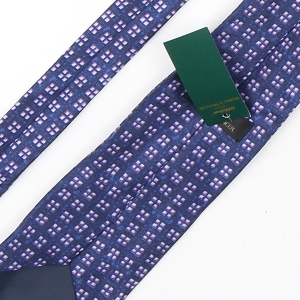 Marks and Spencer Mens Purple Plaids & Checks Polyester Pointed Tie One Size