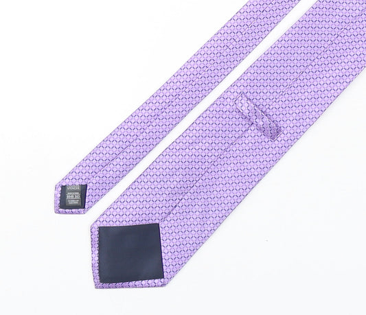 Marks and Spencer Mens Purple Geometric Silk Pointed Tie One Size