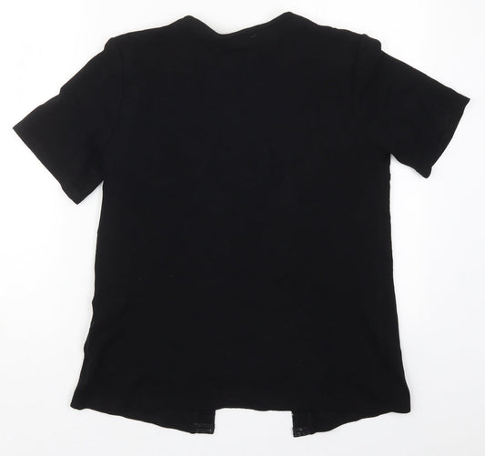 Damart Womens Black Round Neck Nylon Cardigan Jumper Size 10