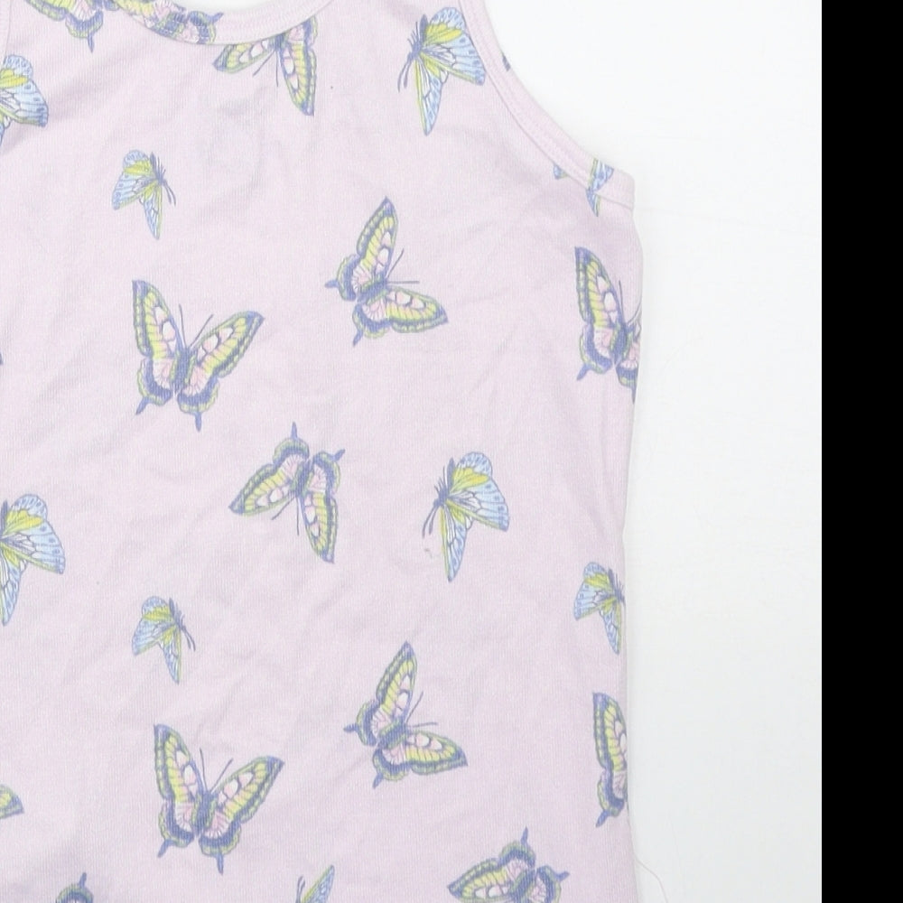 Primark Womens Purple Geometric Polyester Basic Tank Size 2XS Scoop Neck