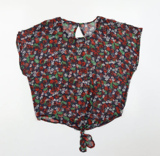 Primark Womens Multicoloured Geometric Polyester Basic Blouse Size 8 Round Neck