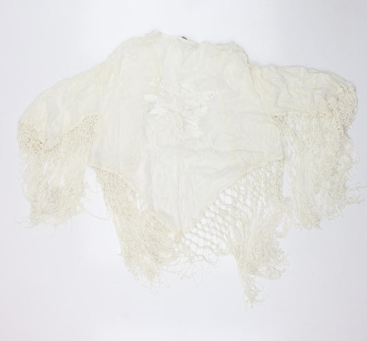 Primark Womens Ivory Round Neck Viscose Cape Jumper Size S