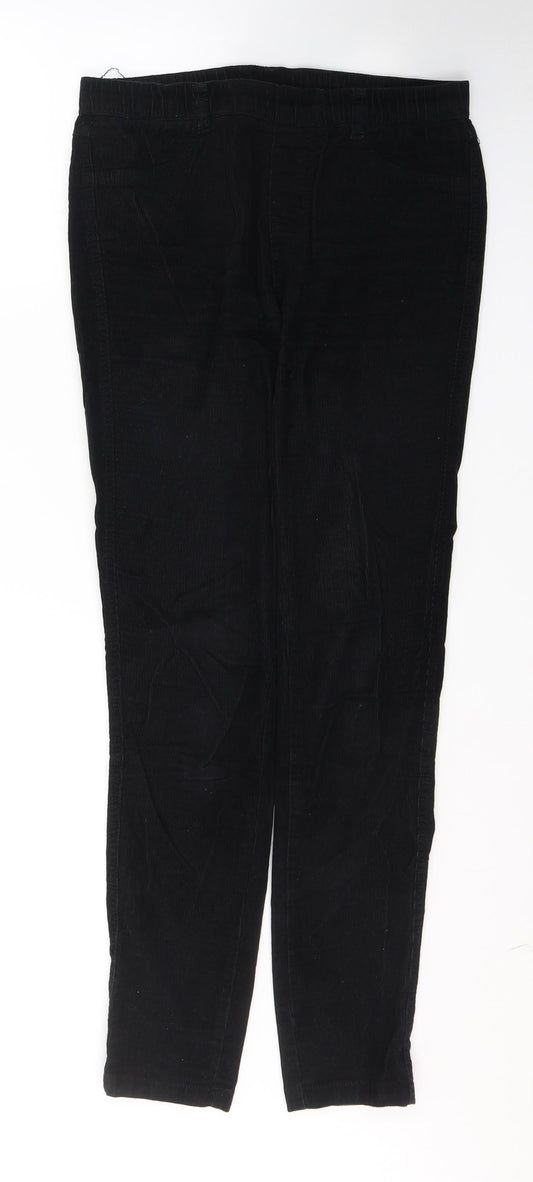 Additional front view of Authentic women’s black cotton jegging trousers, size UK 10, 29-inch leg regular