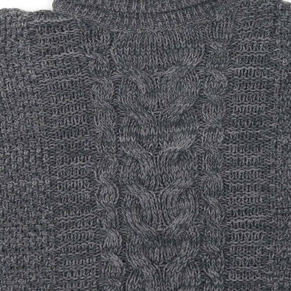 NEXT Girls Grey Roll Neck Acrylic Cape Jumper Size 7-8 Years Pullover