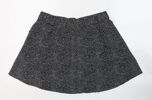 Papaya Womens Black Polka Dot Viscose Flare Skirt Size 12