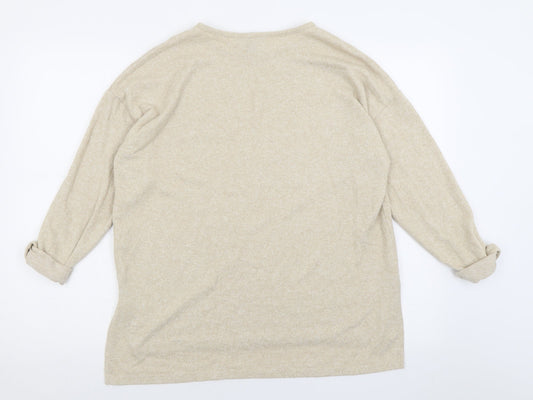 Primark Womens Beige Crew Neck Polyester Pullover Jumper Size S