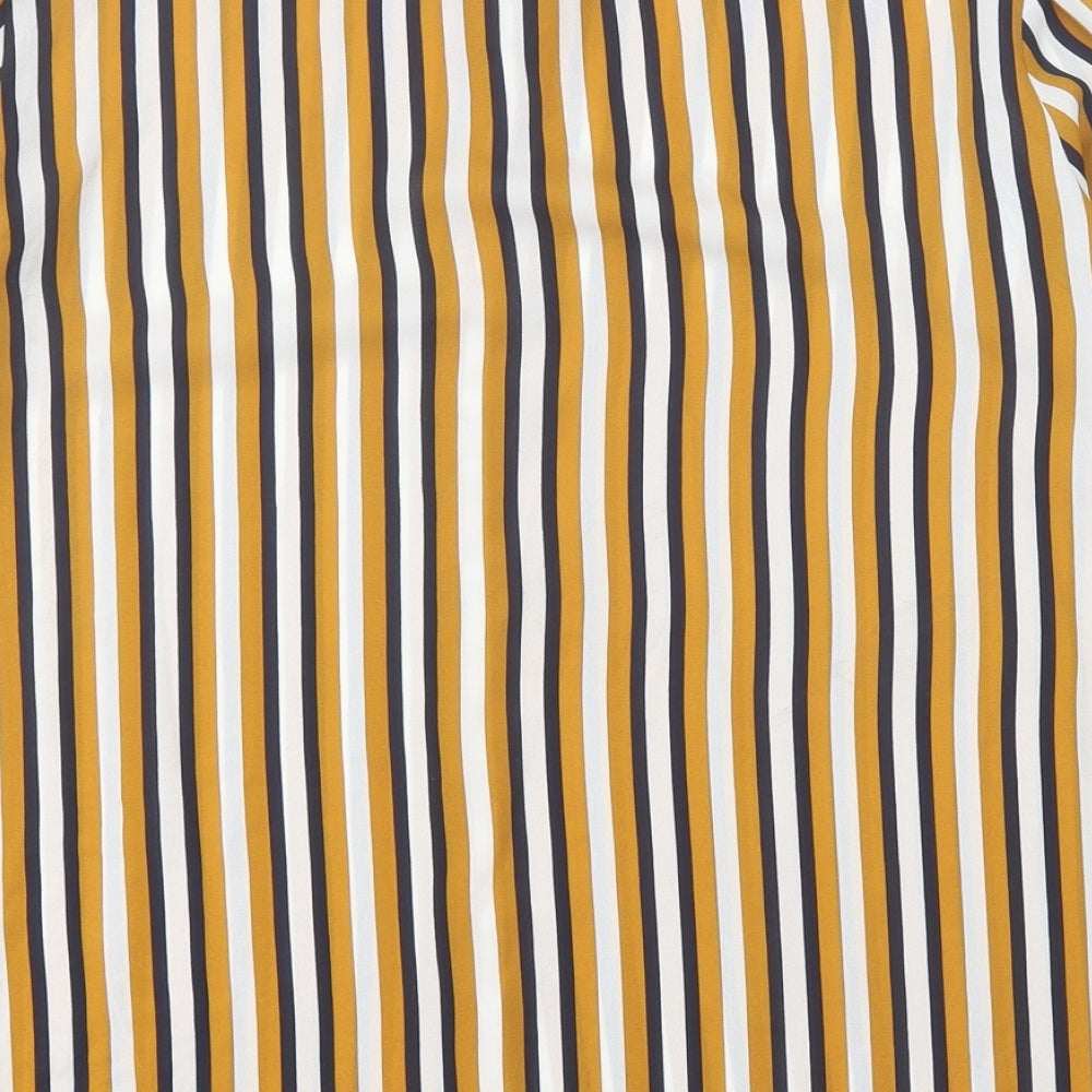Primark Womens Multicoloured Striped Polyester Basic Button-Up Size 12 Collared
