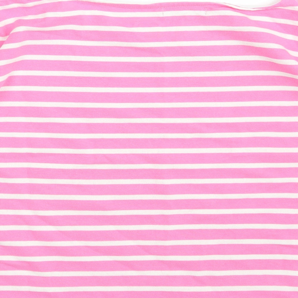 FIRST AVENUE Womens Pink Striped 100% Cotton Pullover Sweatshirt Size M Button - Cropped