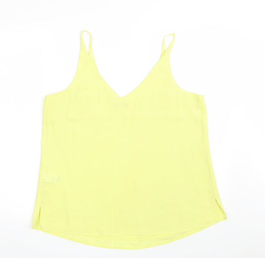 F&F Womens Yellow Polyester Basic Blouse Size 14 V-Neck