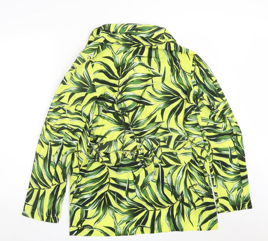 Stradivarius Womens Yellow Floral Polyester Jacket Dress Size M V-Neck