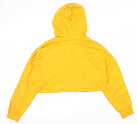 H&M Womens Yellow 100% Cotton Pullover Hoodie Size XS Pullover - Cropped