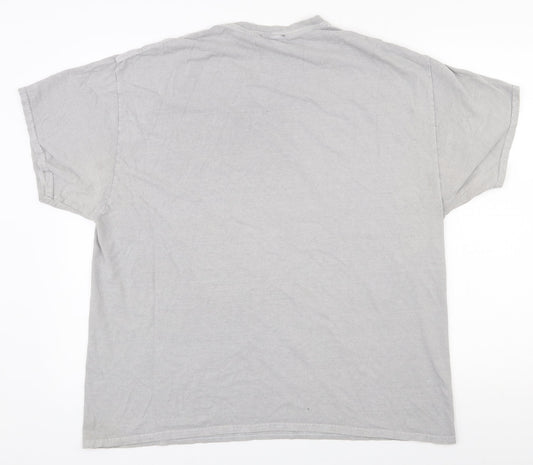 New Look Mens Grey Houndstooth Polyester T-Shirt Size M Round Neck