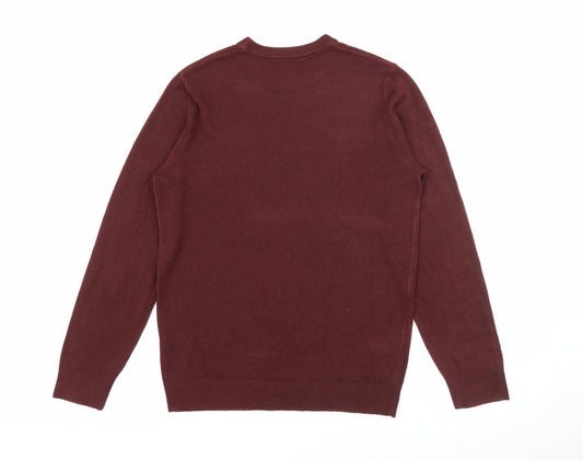 Easy Mens Red Crew Neck Acrylic Pullover Jumper Size S