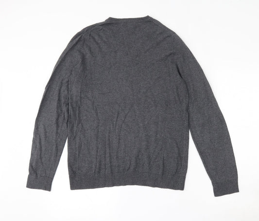 Gap Mens Grey V-Neck Cotton Pullover Jumper Size M