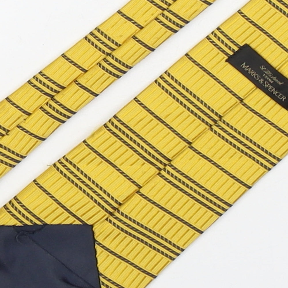 Marks and Spencer Mens Multicoloured Striped Polyester Pointed Tie One Size