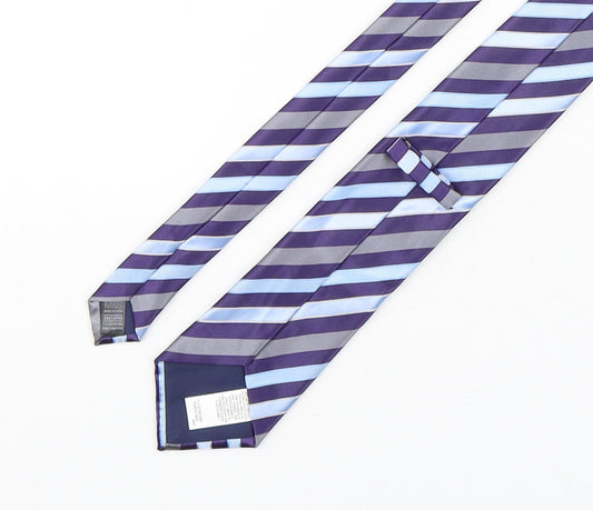 Marks and Spencer Mens Multicoloured Striped Polyester Pointed Tie One Size
