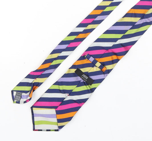 Marks and Spencer Mens Multicoloured Striped Silk Pointed Tie One Size